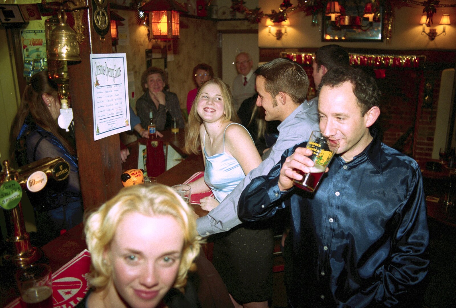 Lorraine and Shane at the bar from New Year's Eve at The Swan Inn, Brome, Suffolk - 31st December 1999