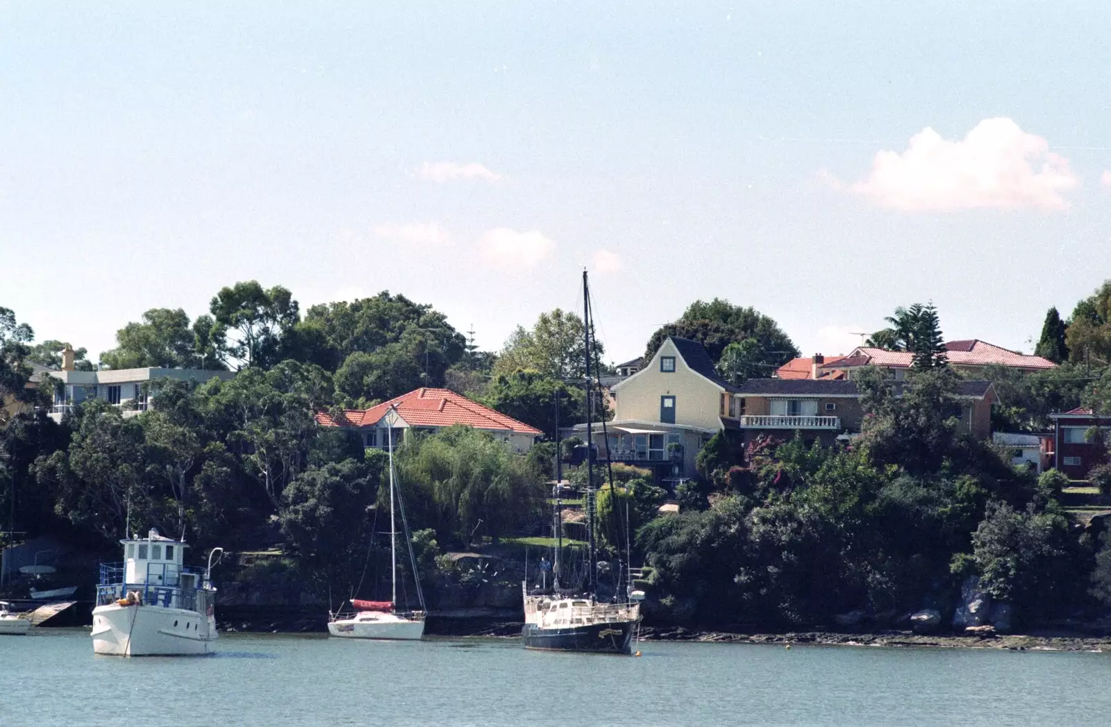 Houses and boats on the river, from A Trip to the Blue Mountains, New South Wales, Australia - 12th April 2000