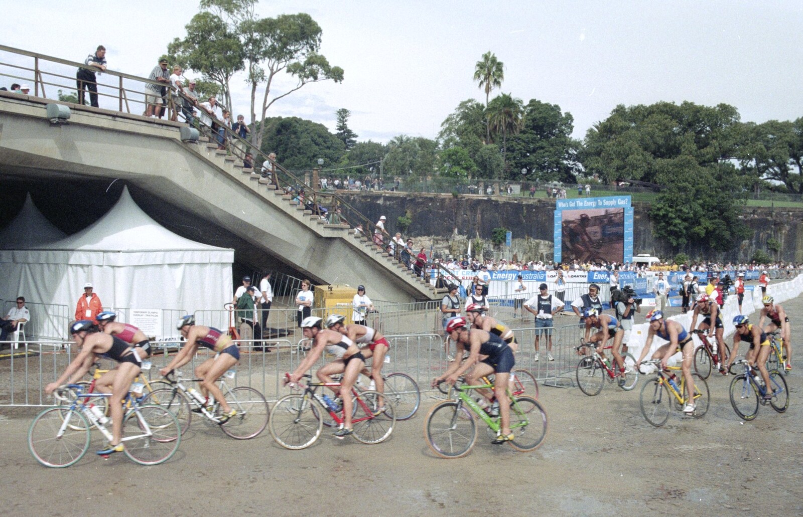 Cyclists stream past from Sydney Triathlon, Sydney, Australia - 16th April 2000