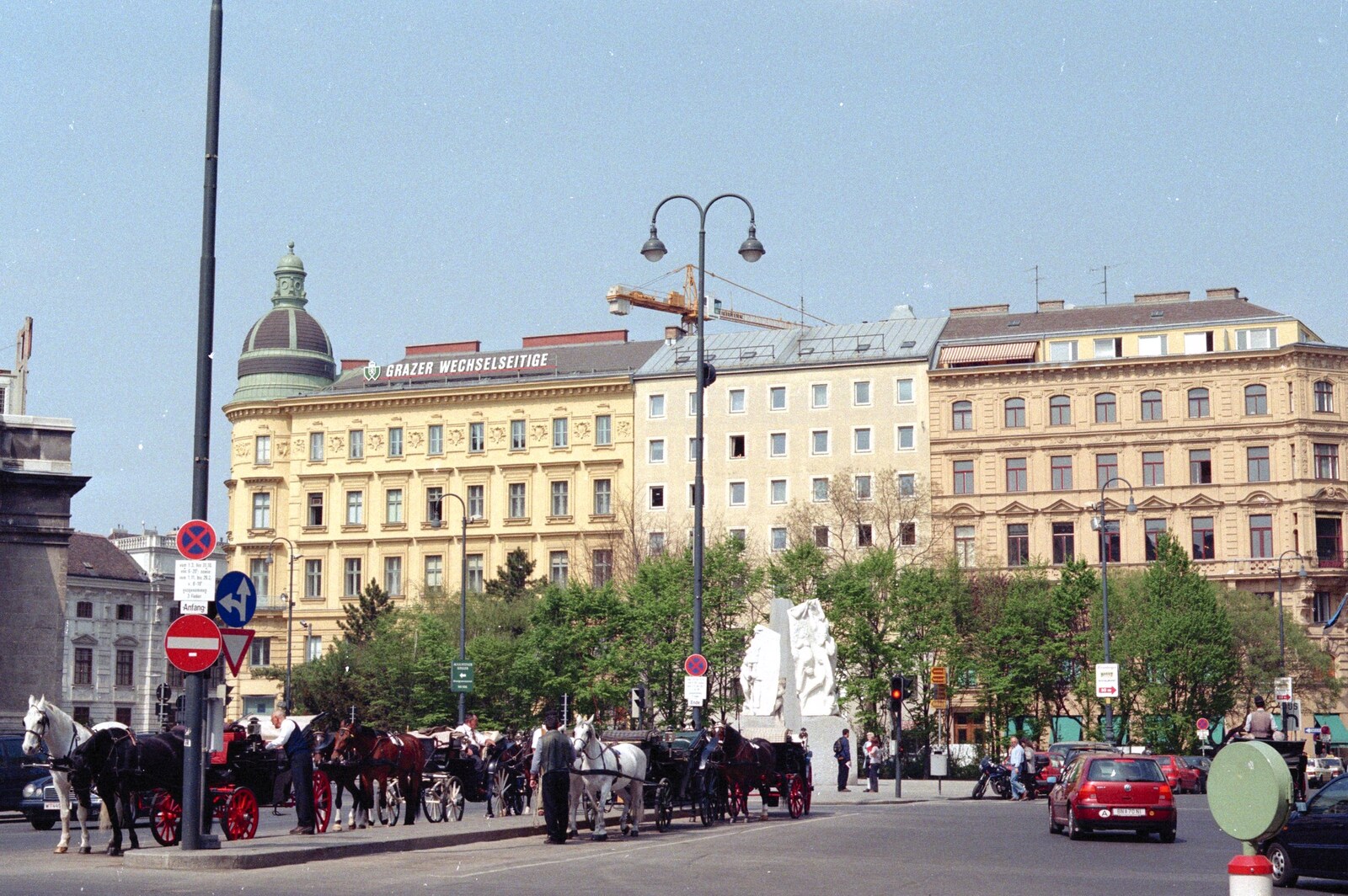 A load of horses-and-carts wait for tourists from A Postcard From Hofburg Palace, Vienna, Austria - 18th April 2000