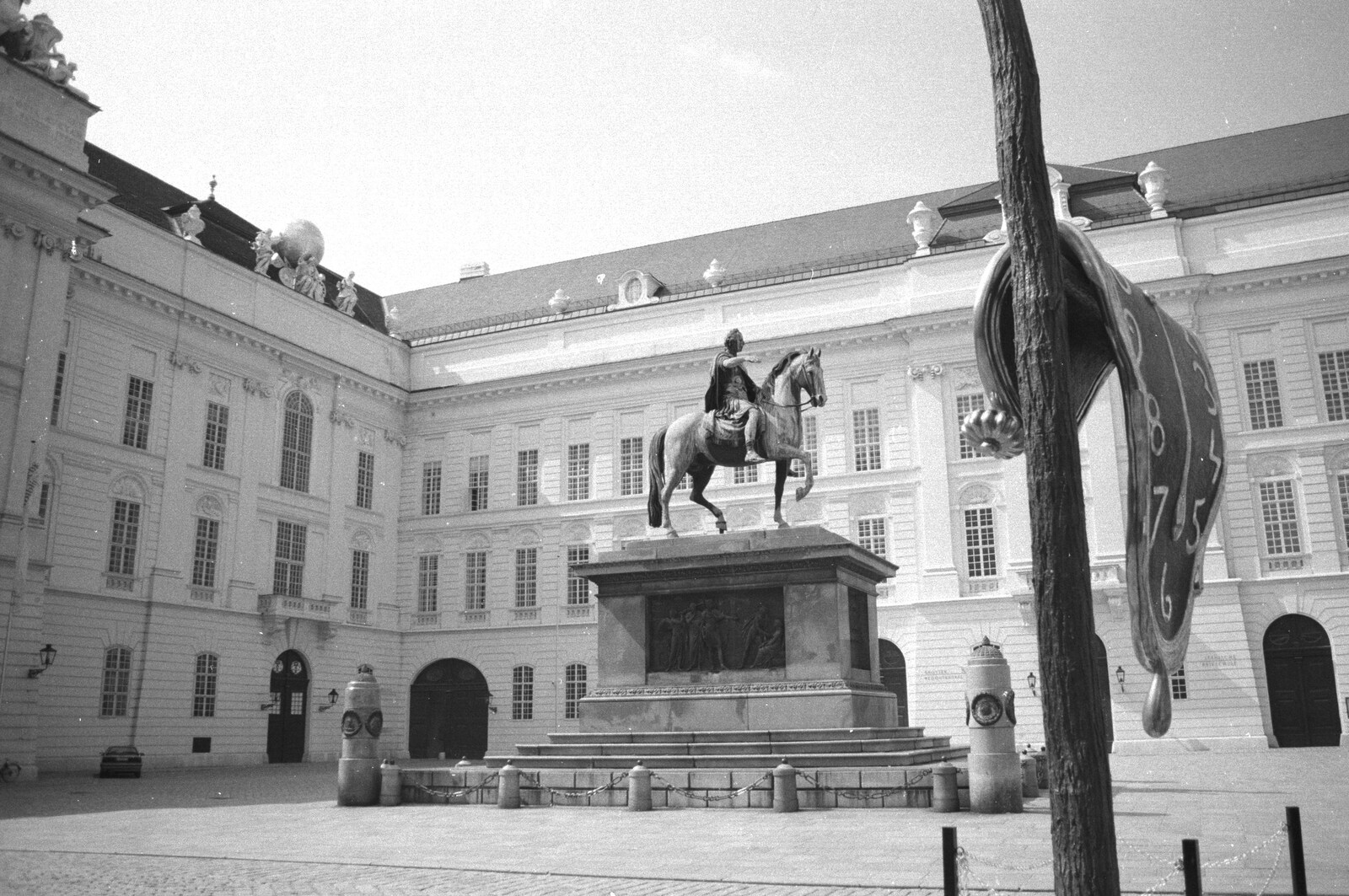 A Dali-esque molten watch outside Hofburg Palace from A Postcard From Hofburg Palace, Vienna, Austria - 18th April 2000