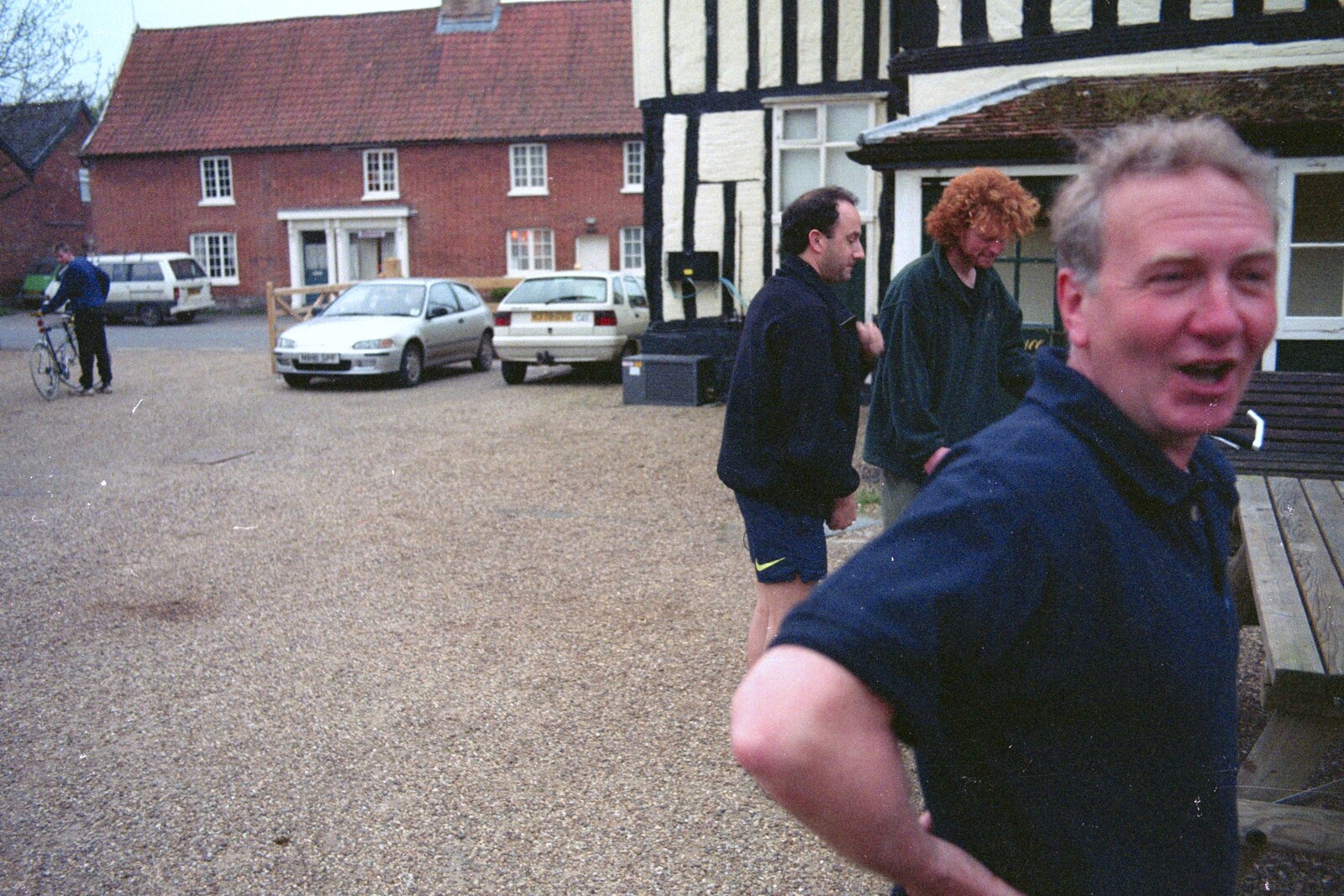 John Willy outside the Hoxne Swan from A BSCC Bike Ride, Brockdish Greyhound and Hoxne Swan, Suffolk - 4th May 2000