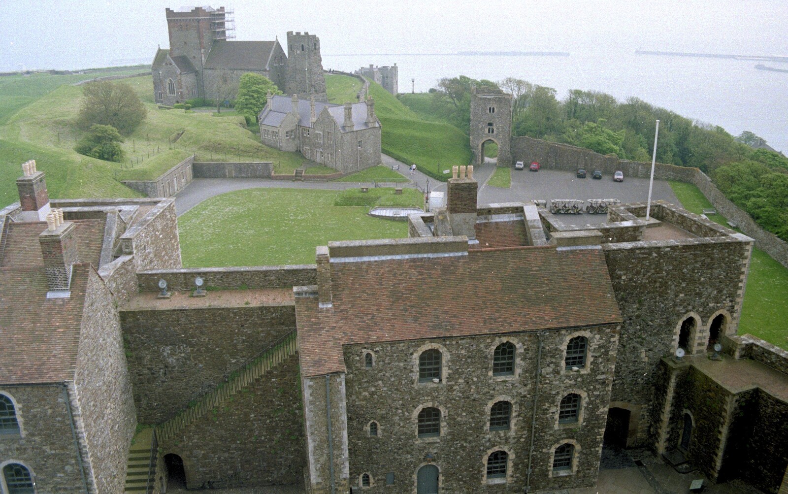 Dover Castle and its church from A BSCC Bike Ride to Gravelines, Pas de Calais, France - 11th May 2000