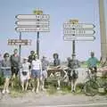 Group photo under the road signs of France, A BSCC Bike Ride to Gravelines, Pas de Calais, France - 11th May 2000