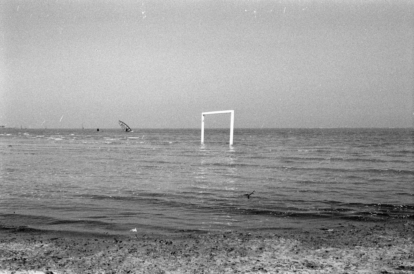 A goalpost in the sea from A BSCC Bike Ride to Gravelines, Pas de Calais, France - 11th May 2000