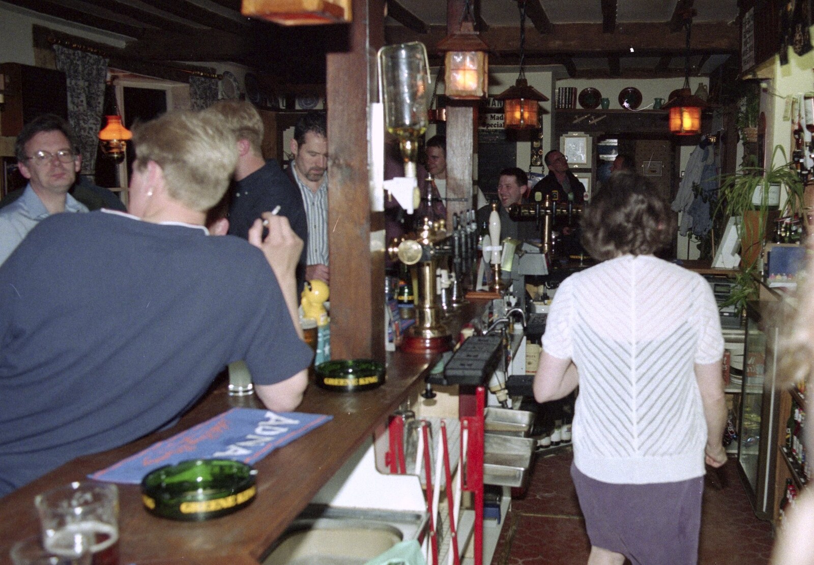 Sylvia behind the bar from Wavy's Thirtieth Birthday, The Swan Inn, Brome, Suffolk - 24th May 2000