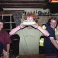 Wavy holds up his cake, Wavy's Thirtieth Birthday, The Swan Inn, Brome, Suffolk - 24th May 2000