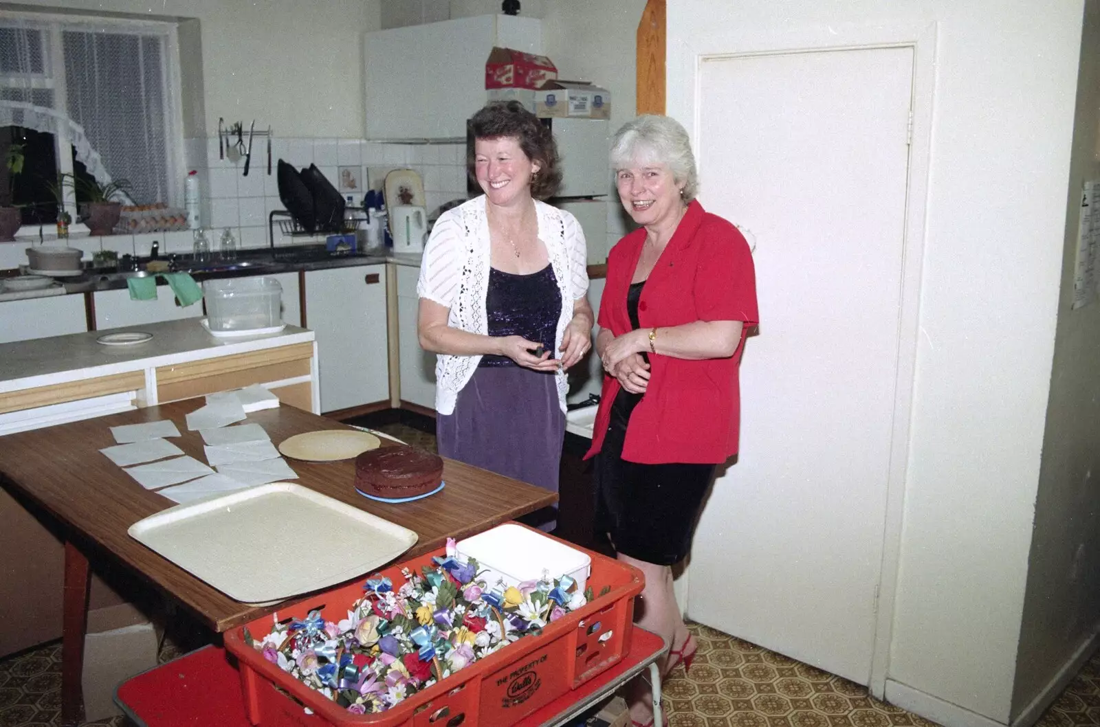 Sylvia and Spammy in the kitchen, from Wavy's Thirtieth Birthday, The Swan Inn, Brome, Suffolk - 24th May 2000