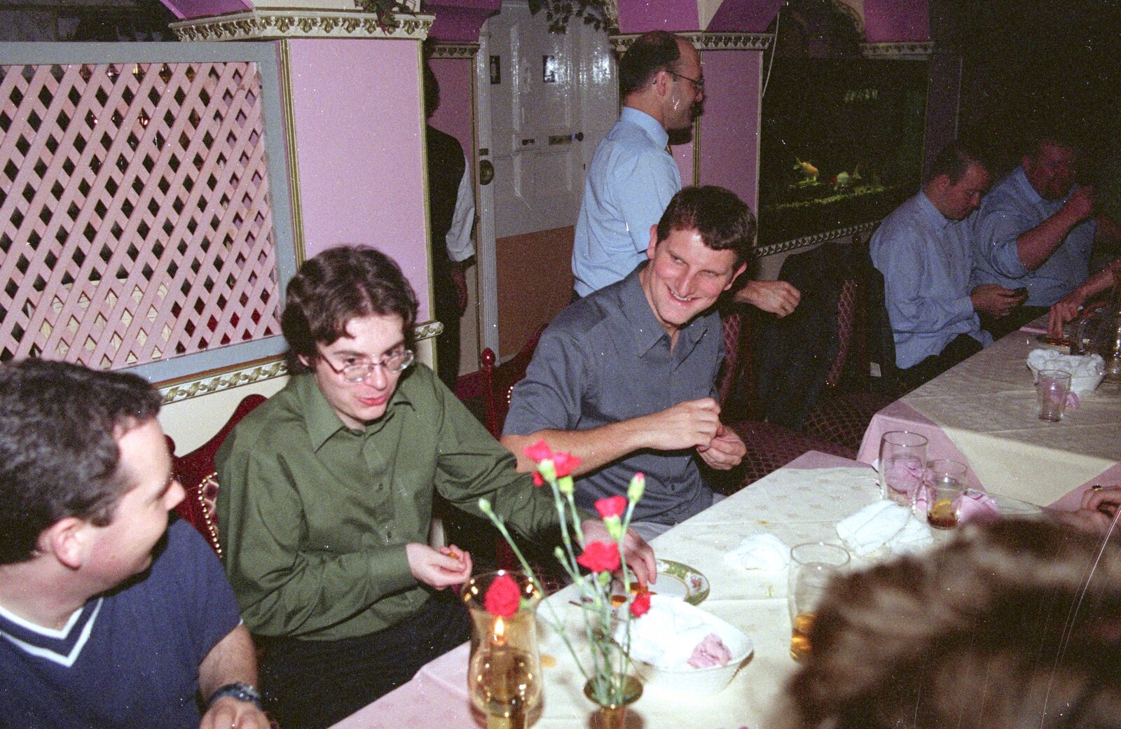Roy 'Macca P' and Jon play air drums from CISU at the Dhaka Diner, Tacket Street, Ipswich - 25th May 2000