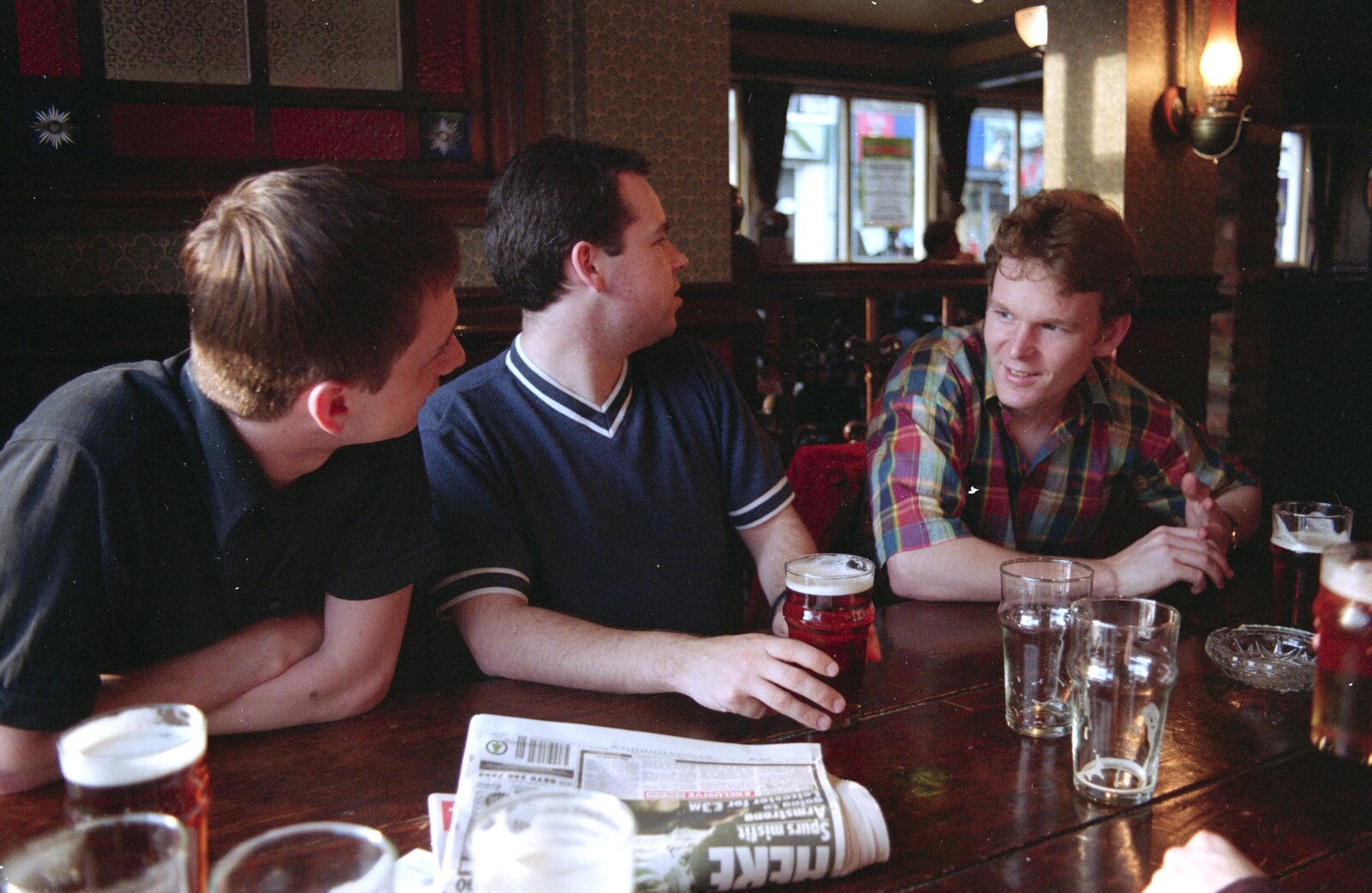 Andrew, Russell and Joe discuss stuff from CISU at the Dhaka Diner, Tacket Street, Ipswich - 25th May 2000