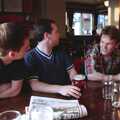 CISU at the Dhaka Diner, Tacket Street, Ipswich - 25th May 2000, Andrew, Russell and Joe discuss stuff