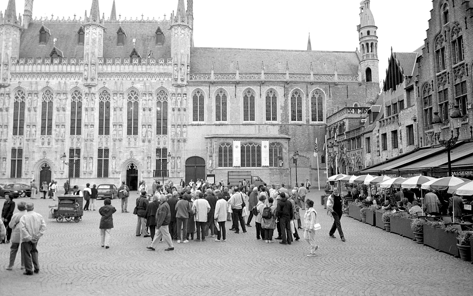 Cafés around the edge of the Grande Place from CISU: An SCC Day-Trip to Bruges, Belgium - 26th May 2000