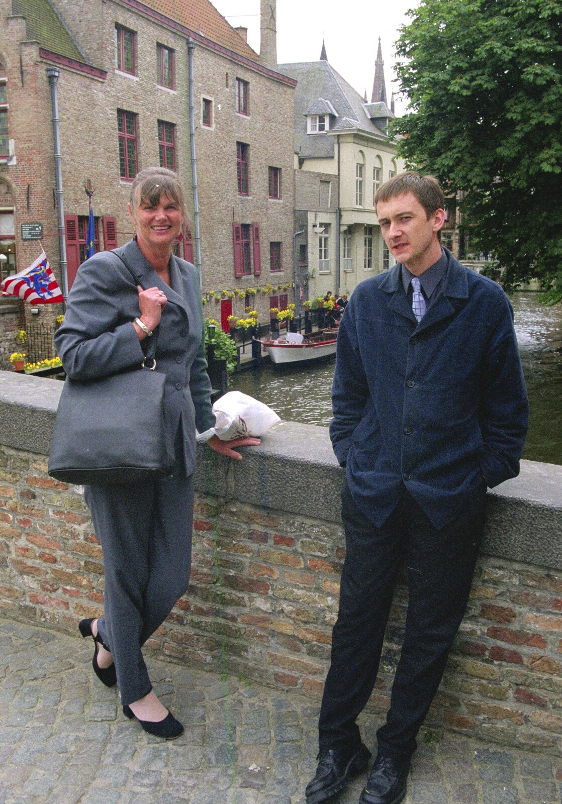 Margaret and Andrew on a bridge from CISU: An SCC Day-Trip to Bruges, Belgium - 26th May 2000
