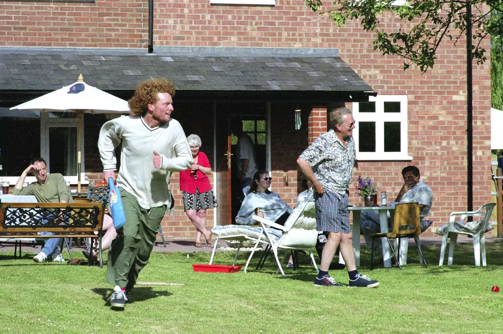 Wavy scores a run, from Colin and Jill's Barbeque, Suffolk - 28th May 2000