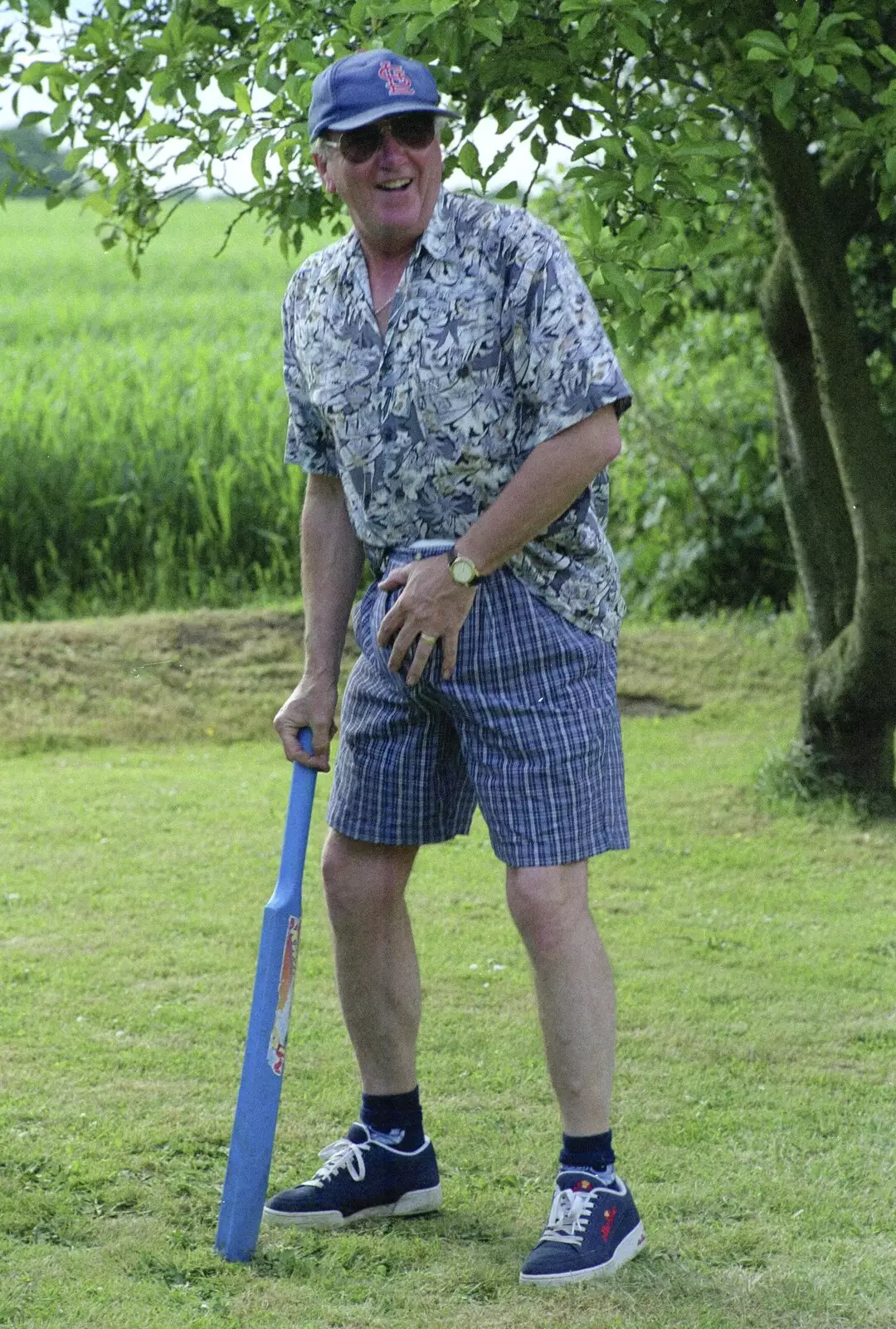 John Willy checks his balls, from Colin and Jill's Barbeque, Suffolk - 28th May 2000