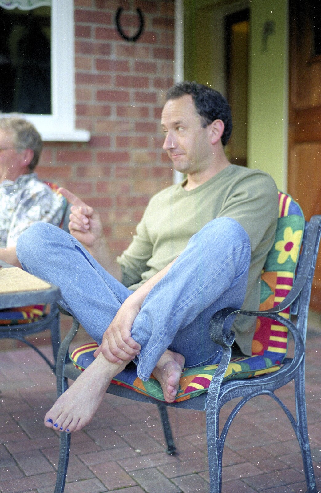 DH gets his toenails painted from Colin and Jill's Barbeque, Suffolk - 28th May 2000