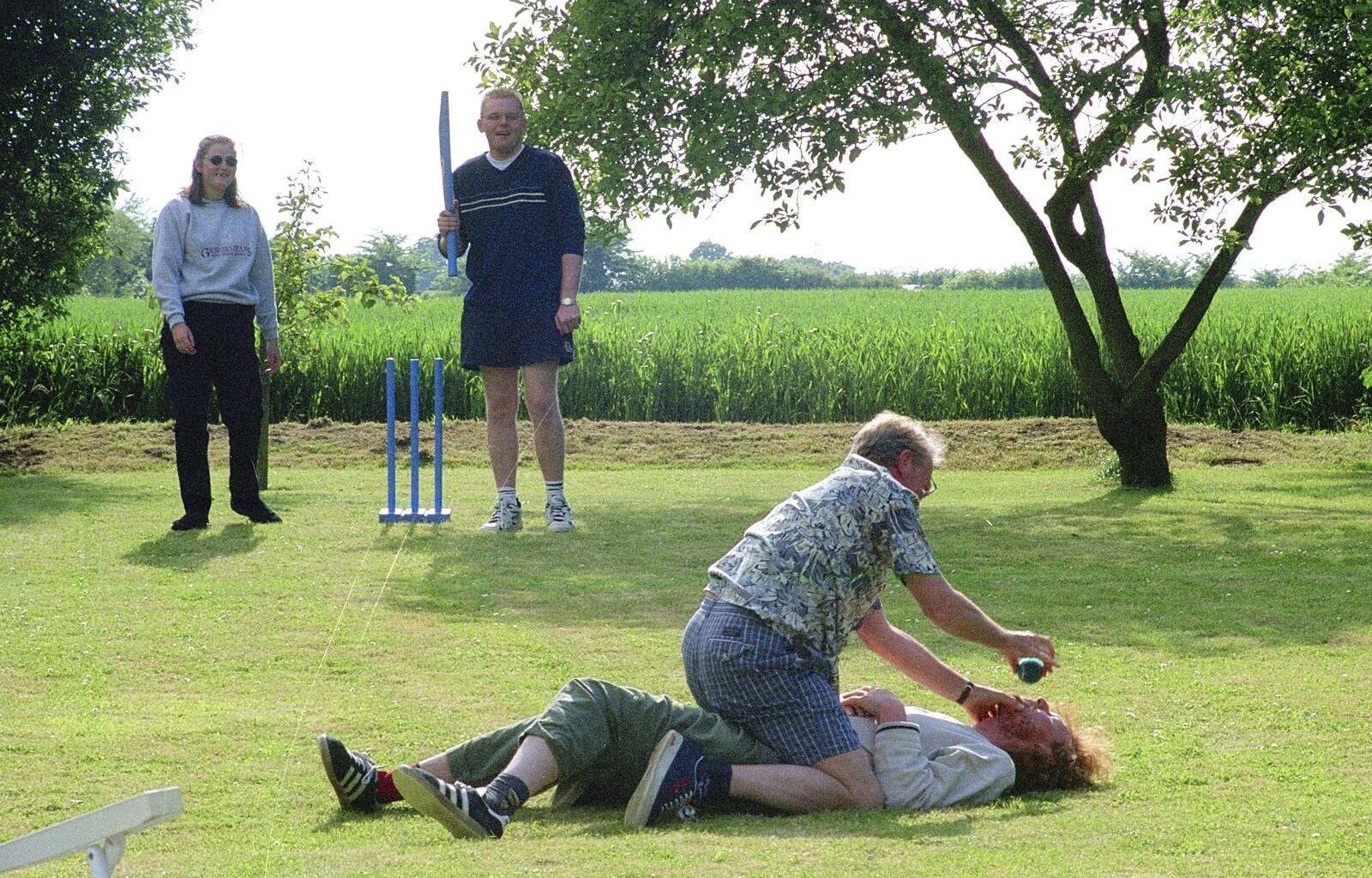 John Willy feeds the ball to Wavy from Colin and Jill's Barbeque, Suffolk - 28th May 2000