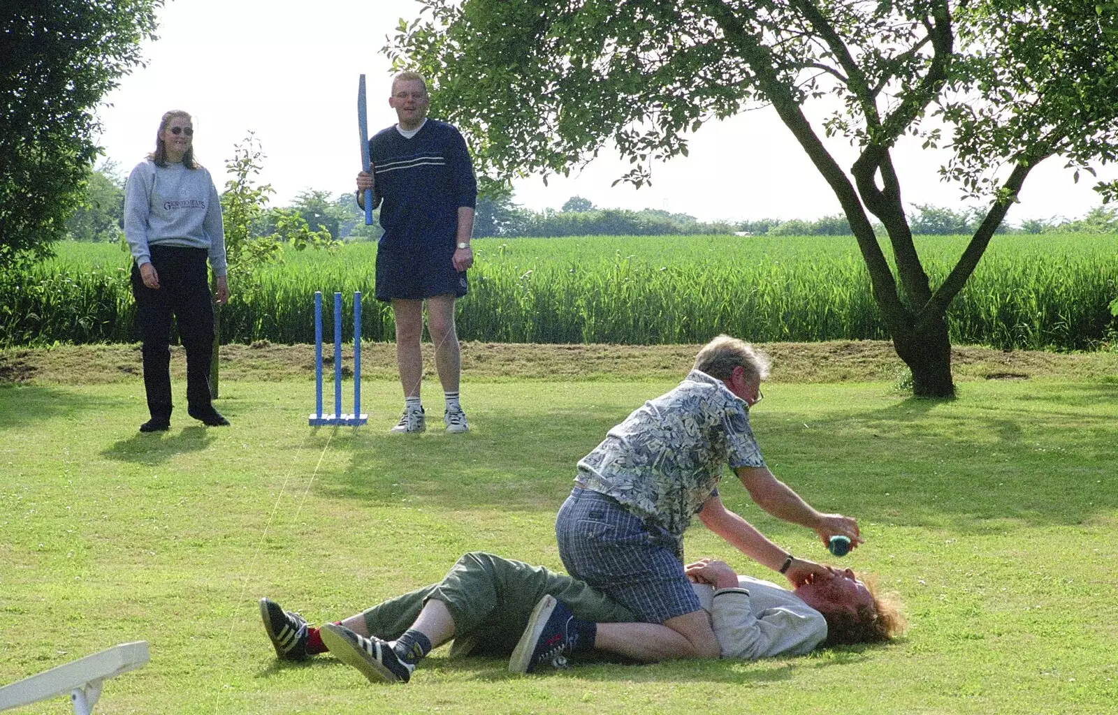 John Willy feeds the ball to Wavy, from Colin and Jill's Barbeque, Suffolk - 28th May 2000