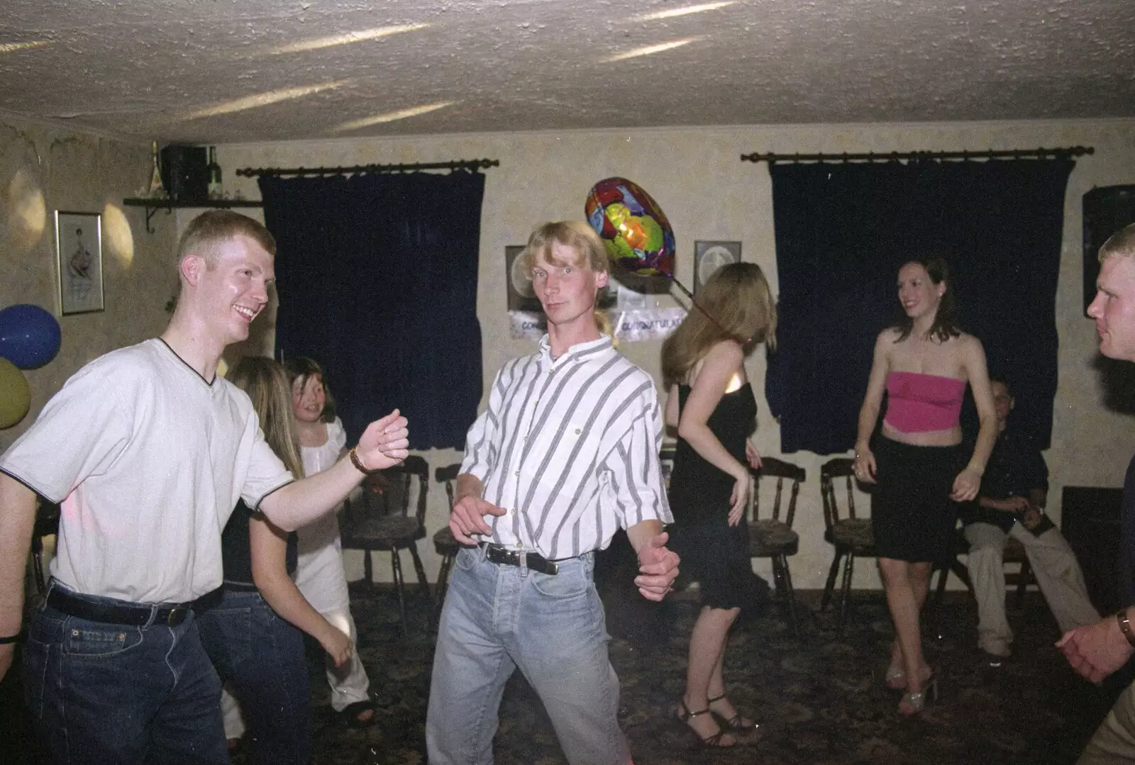 Andy and Jimmy do some funky dancing, from Lorraine's 21st Birthday, The Swan, Suffolk - 10th June 2000