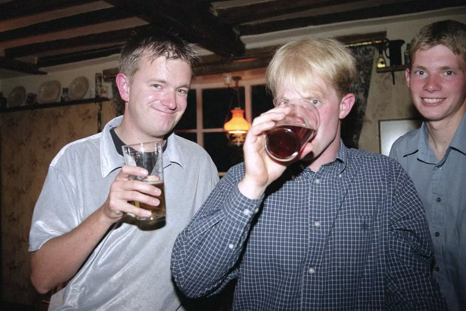 Nosher, Paul and The Boy Phil, from Lorraine's 21st Birthday, The Swan, Suffolk - 10th June 2000