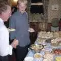 John Willy and Paul get some food, Lorraine's 21st Birthday, The Swan, Suffolk - 10th June 2000