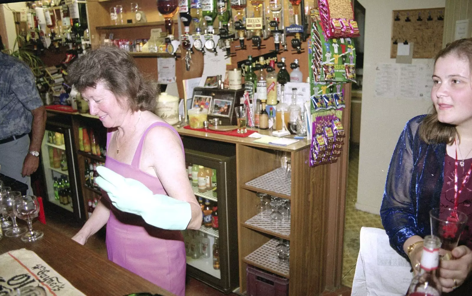 Sylvia with a rubber glove, from Lorraine's 21st Birthday, The Swan, Suffolk - 10th June 2000