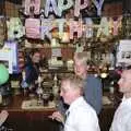 Spammy, John, Paul, DH and a birthday sign, Lorraine's 21st Birthday, The Swan, Suffolk - 10th June 2000