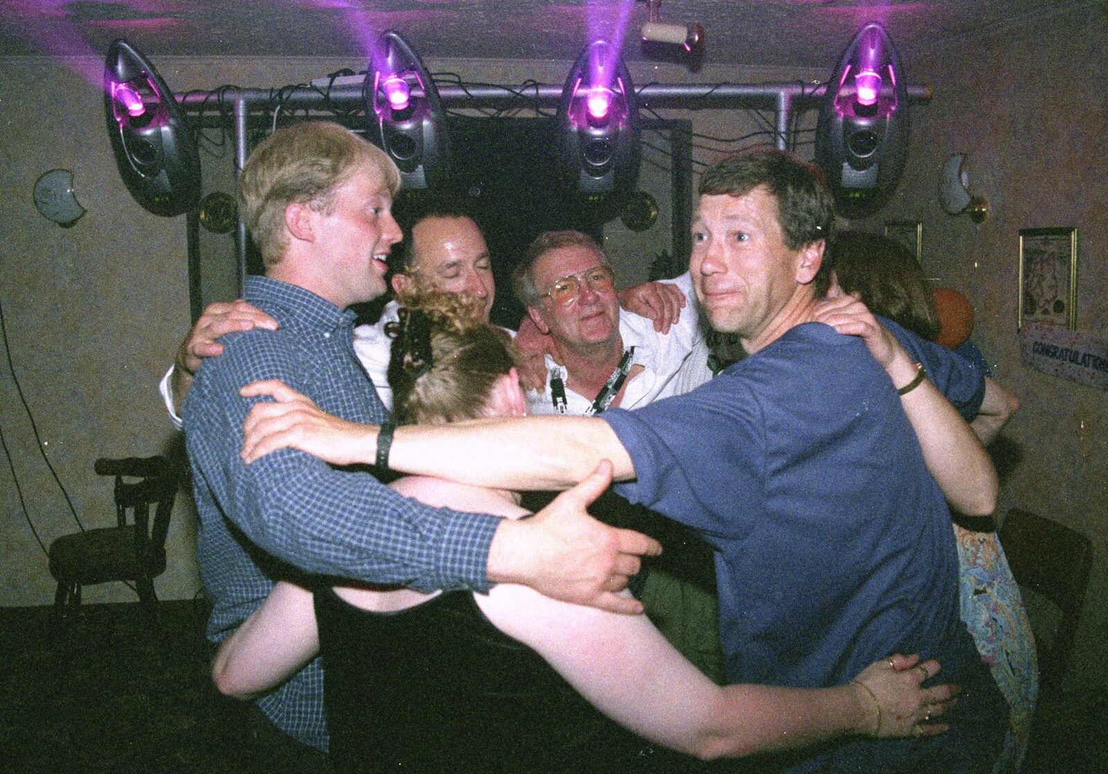 Another group hug moment from Lorraine's 21st Birthday, The Swan, Suffolk - 10th June 2000