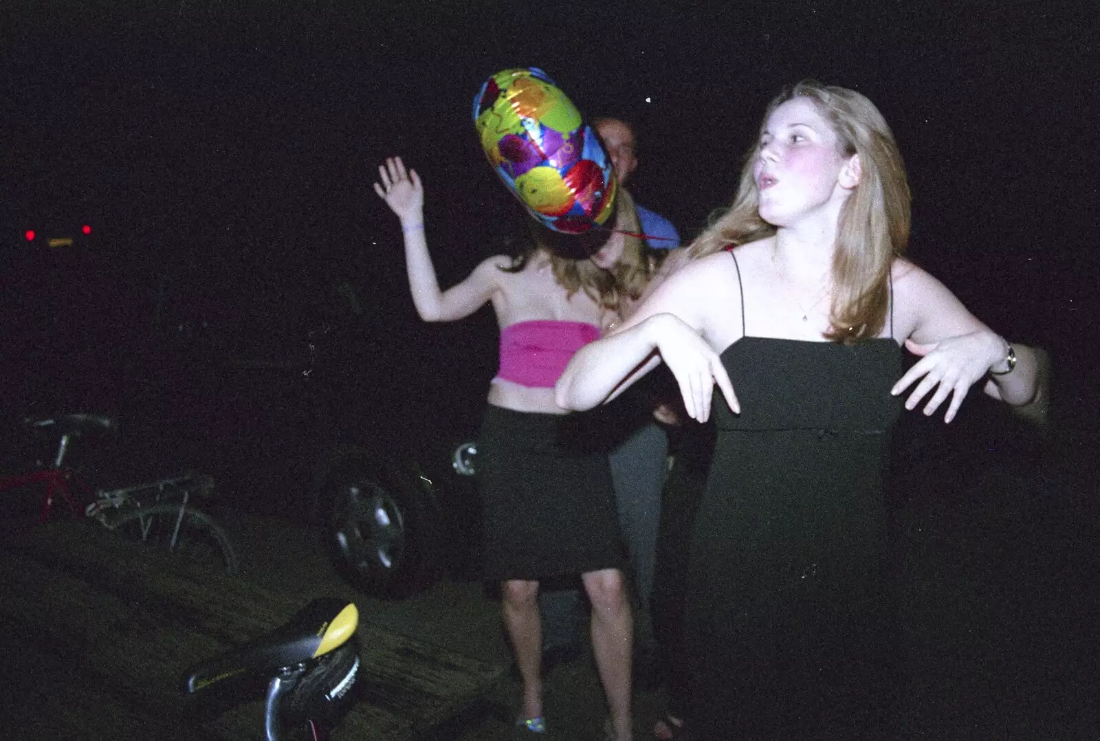 Lorraine takes her balloon outside, from Lorraine's 21st Birthday, The Swan, Suffolk - 10th June 2000