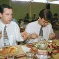 Russell and Dan eat their lunch, A Last Few Days at CISU, Suffolk County Council, Ipswich - 11th June 2000