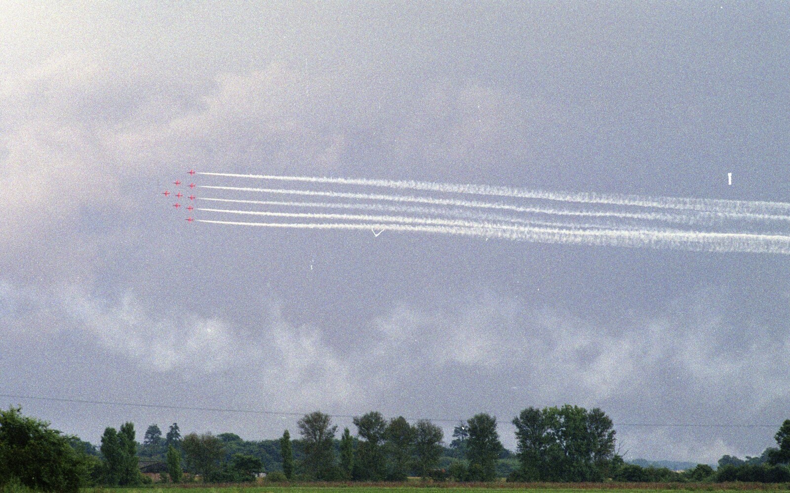 The Red Arrows, and Andrew's CISU Barbeque, Ipswich, Suffolk - 22nd July 2000: The Red Arrows with smoke on