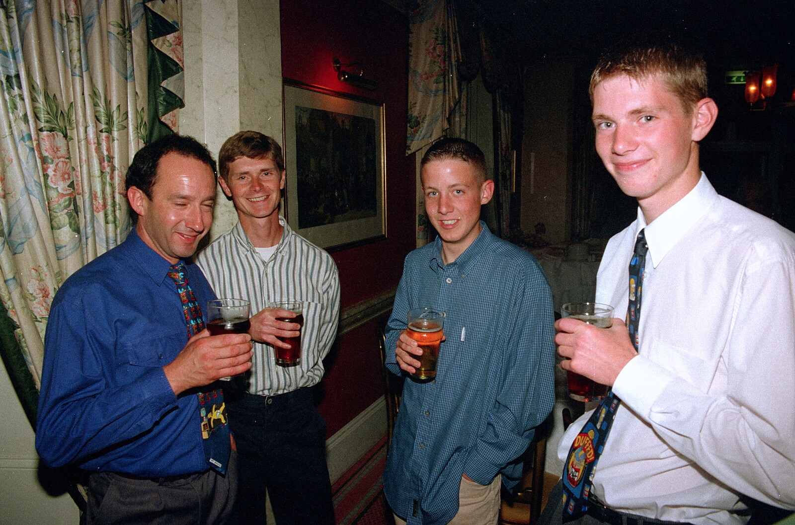 DH, Ninja M, Chris and The Boy Phil from Helen and Neil's Wedding, The Oaksmere, Brome, Suffolk - 4th August 2000