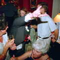In the scrum, John Willy does the horns, Helen and Neil's Wedding, The Oaksmere, Brome, Suffolk - 4th August 2000