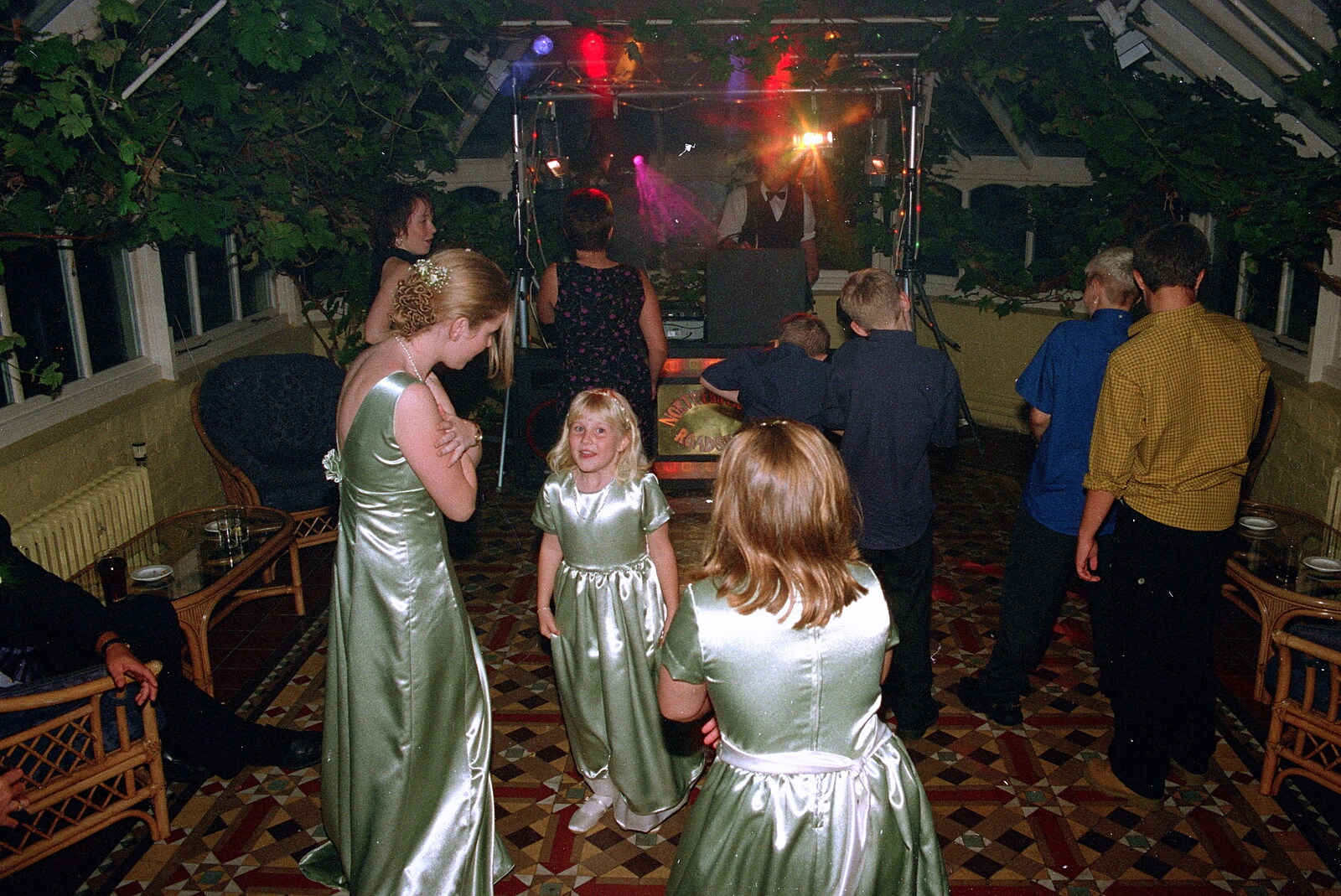 Bridesmaids in the conservatory from Helen and Neil's Wedding, The Oaksmere, Brome, Suffolk - 4th August 2000