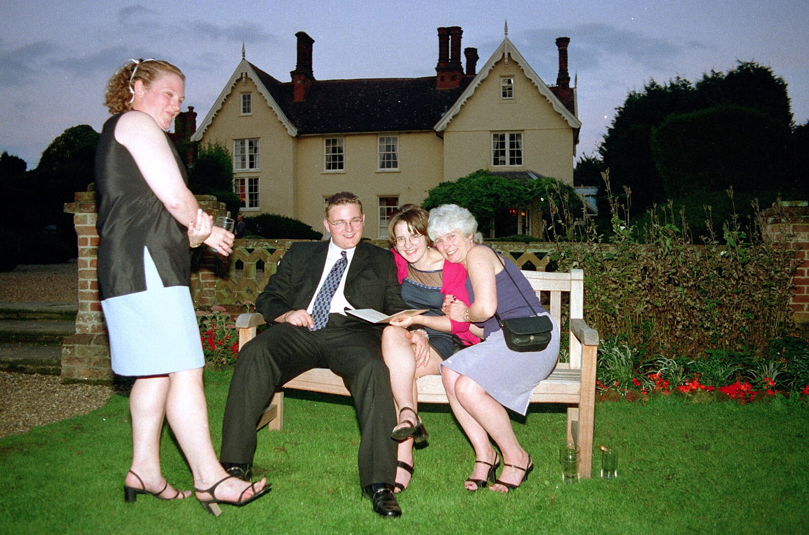 Outside in the dusk from Helen and Neil's Wedding, The Oaksmere, Brome, Suffolk - 4th August 2000