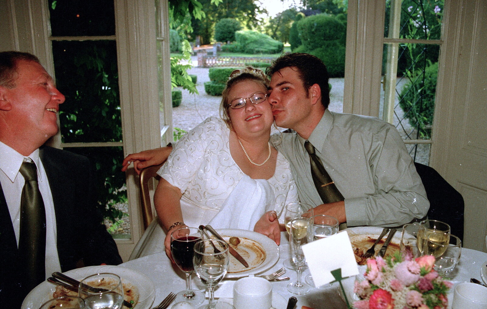 Helen gets a kiss from Helen and Neil's Wedding, The Oaksmere, Brome, Suffolk - 4th August 2000