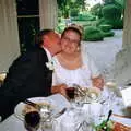 Helen gets another kiss from dad, Helen and Neil's Wedding, The Oaksmere, Brome, Suffolk - 4th August 2000