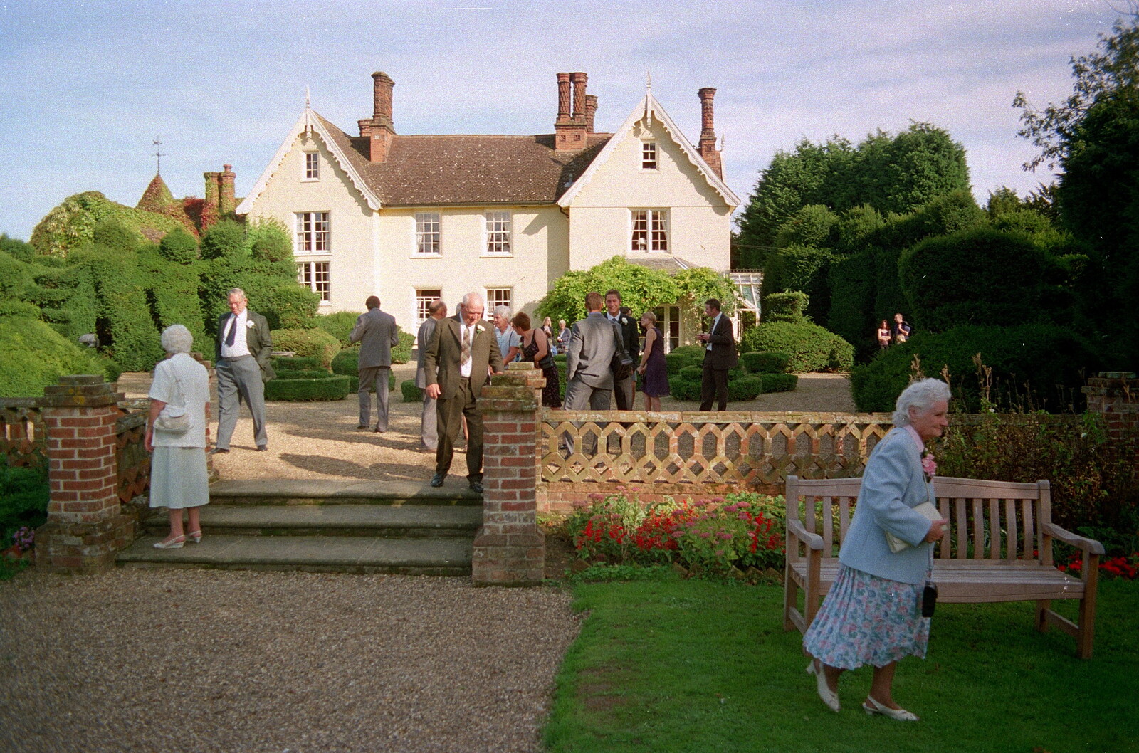 Guests roam around outside the Oaksmere from Helen and Neil's Wedding, The Oaksmere, Brome, Suffolk - 4th August 2000