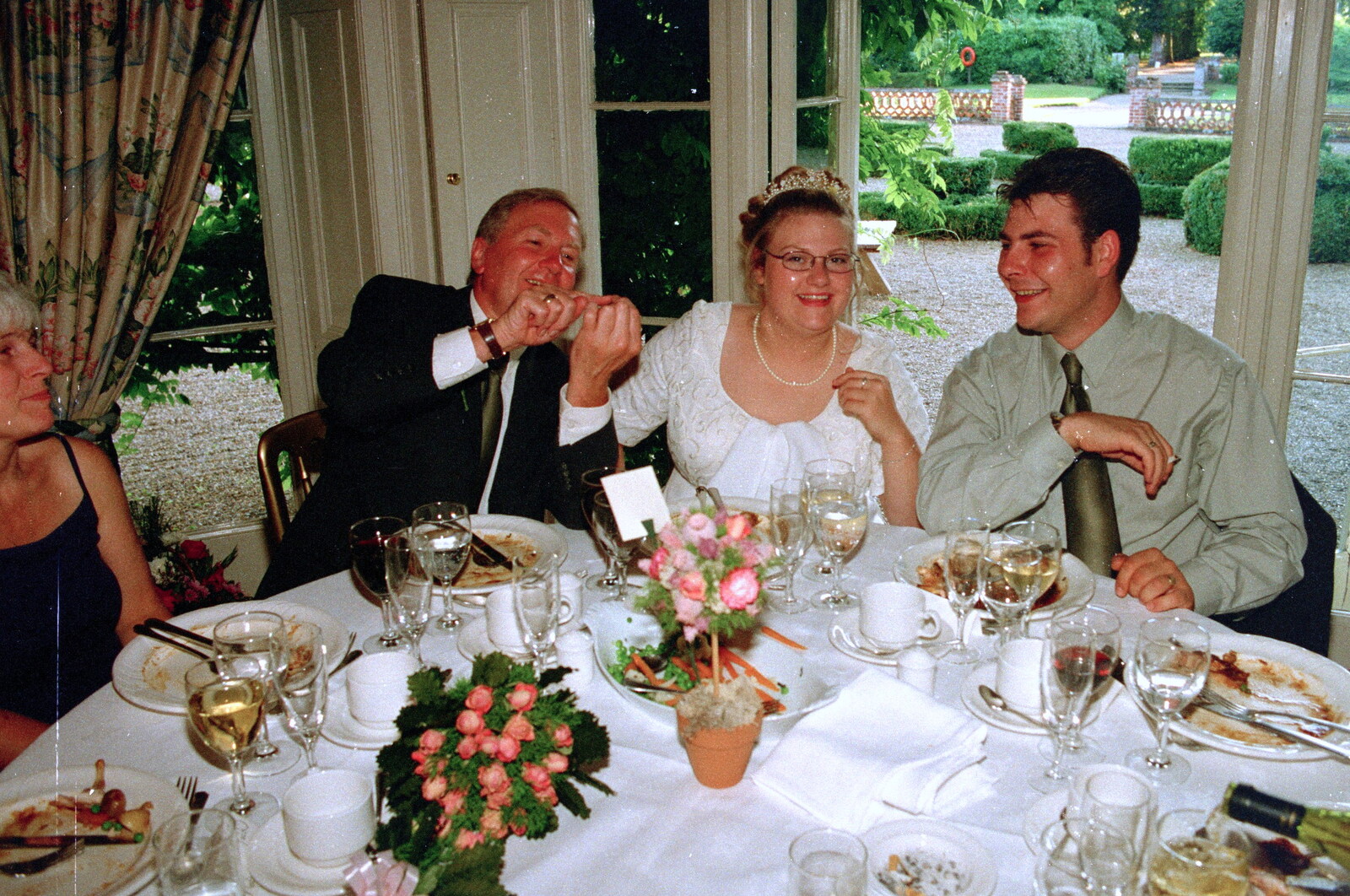John Willy, Helen and Neil from Helen and Neil's Wedding, The Oaksmere, Brome, Suffolk - 4th August 2000