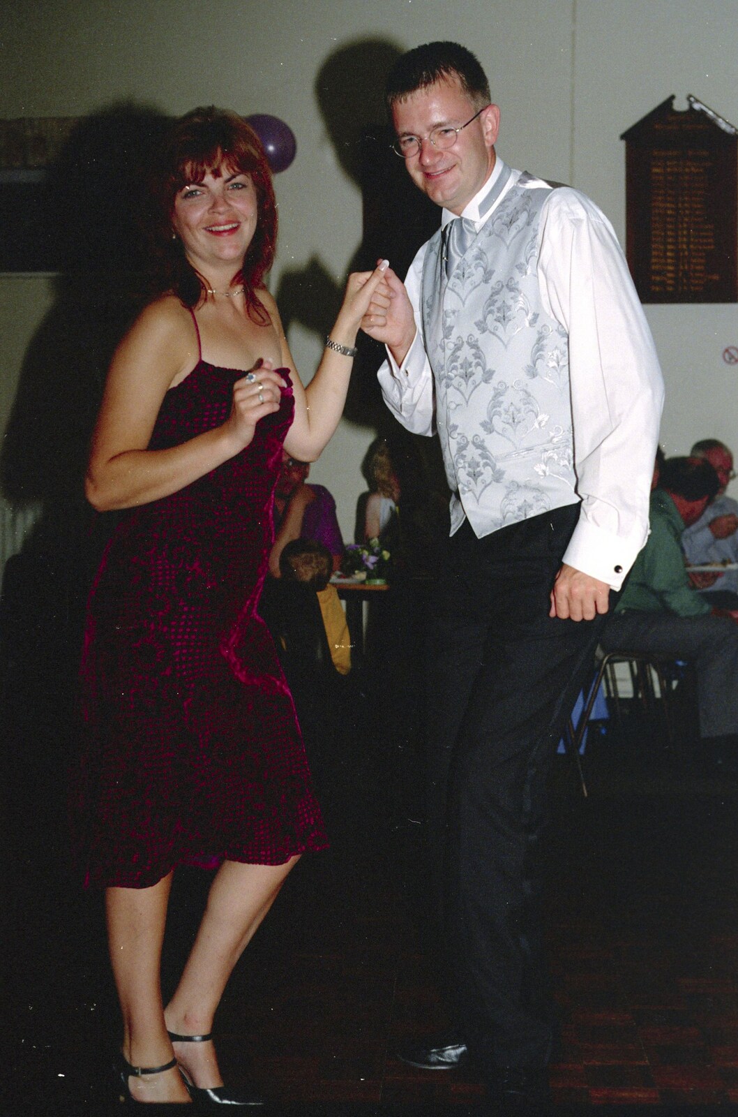 Michelle and Nosher dance about from Sean and Michelle's Wedding, Bashley FC, New Milton - 12th August 2000