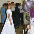 Michelle and a load of balloons, Sean and Michelle's Wedding, Bashley FC, New Milton - 12th August 2000
