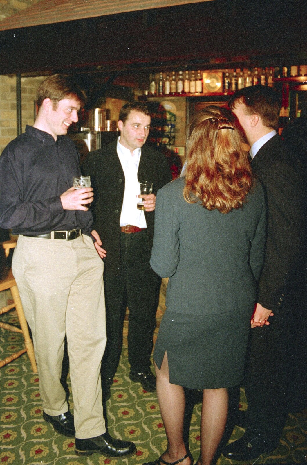 Stef and Dan at the bar from Paula's 3G Lab Wedding Reception, Huntingdon, Cambridgeshire - 4th September 2000