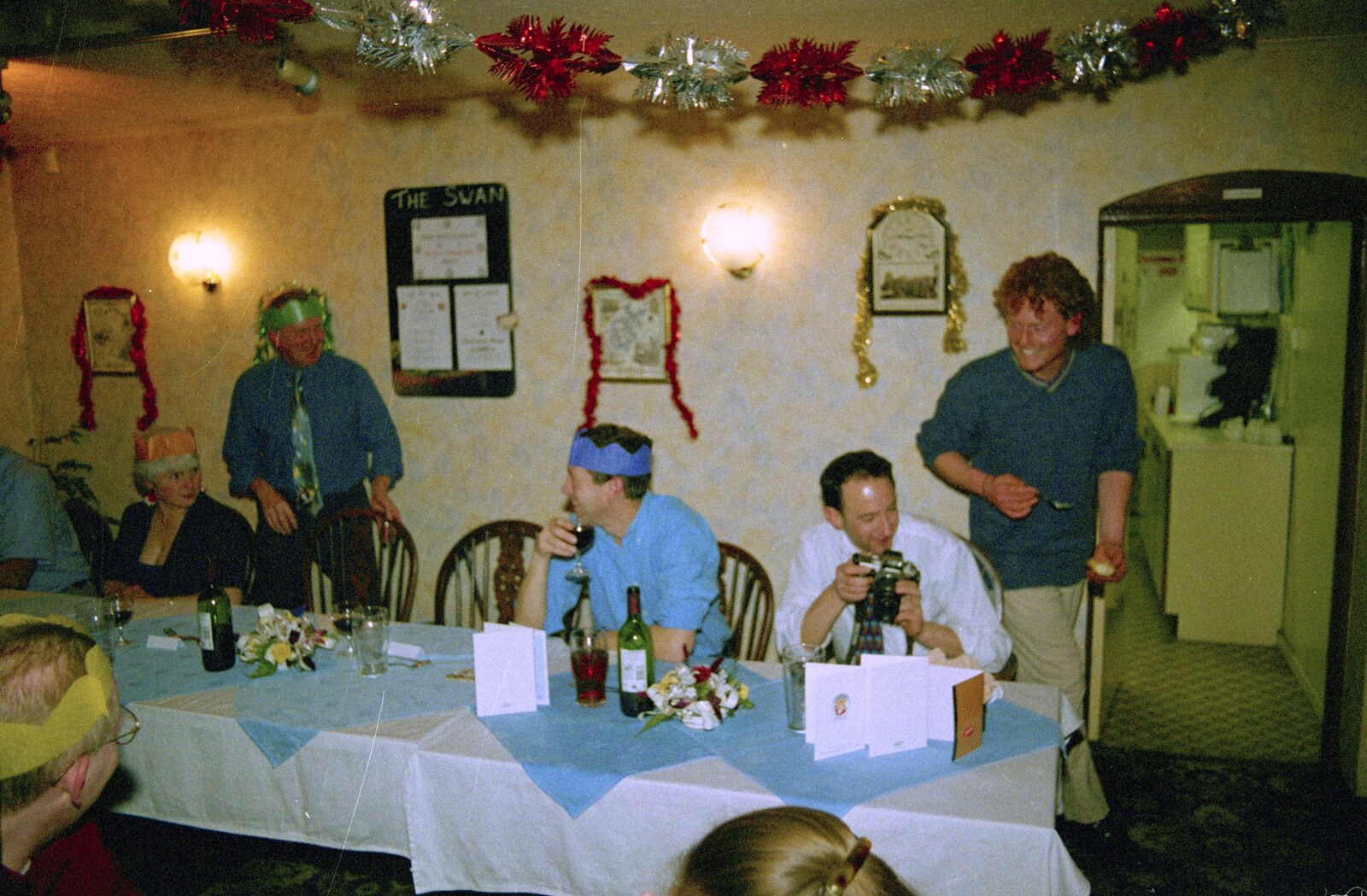 DH holds on to his camera as Wavy is up to something from The BSCC Christmas Dinner, The Swan Inn, Brome, Suffolk - 8th December 2000