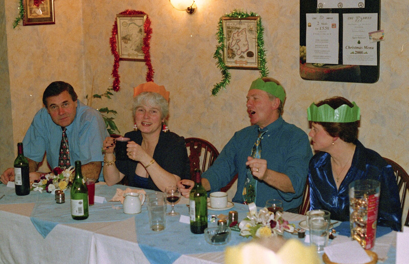 Alan, Spam and a singing John Willy from The BSCC Christmas Dinner, The Swan Inn, Brome, Suffolk - 8th December 2000