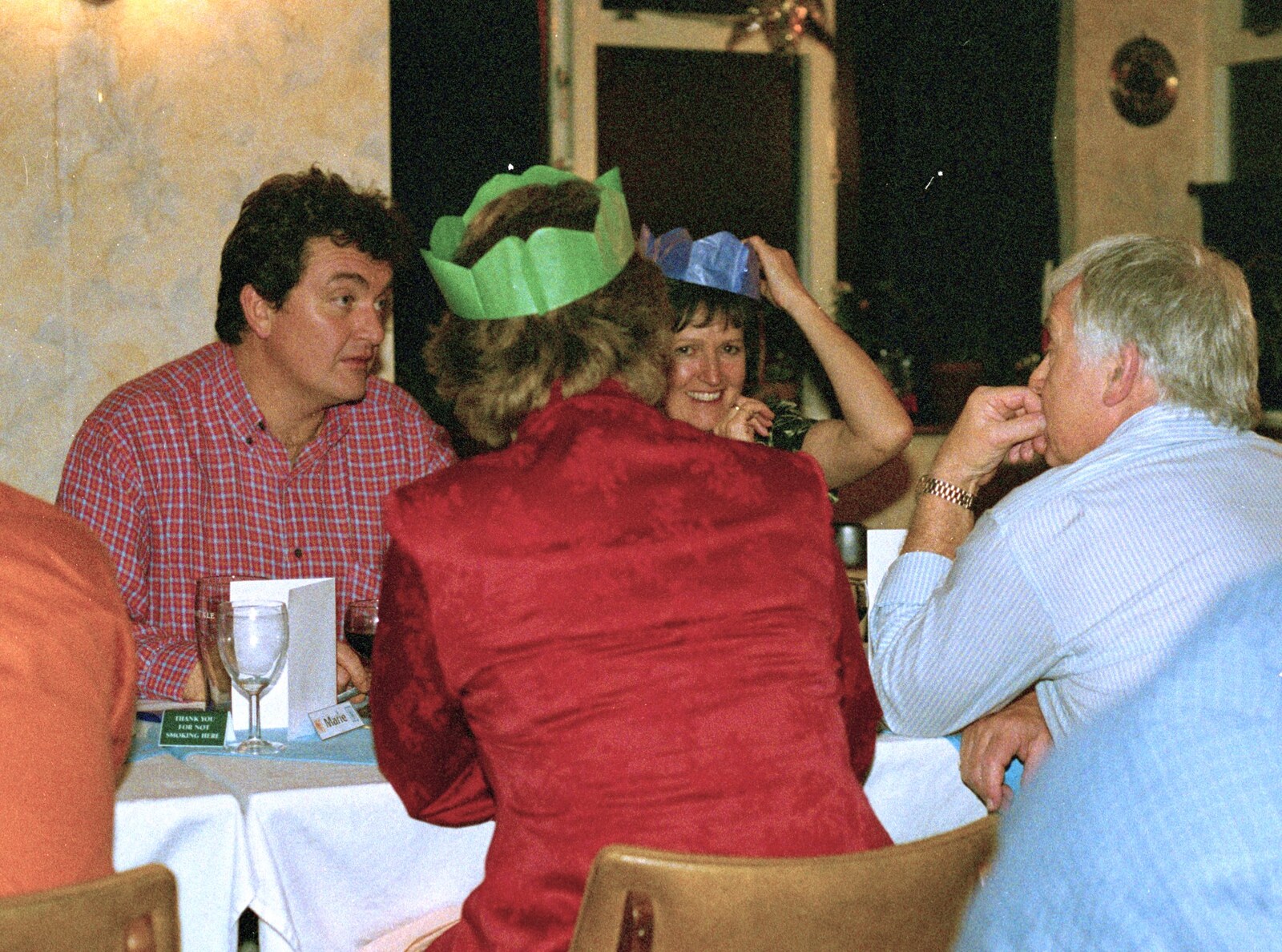Jill in a hat from The BSCC Christmas Dinner, The Swan Inn, Brome, Suffolk - 8th December 2000