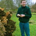 Apple inspects the fungal destroyer, A Fallen Tree at The Swan, Brome, Suffolk - January 21st 2001