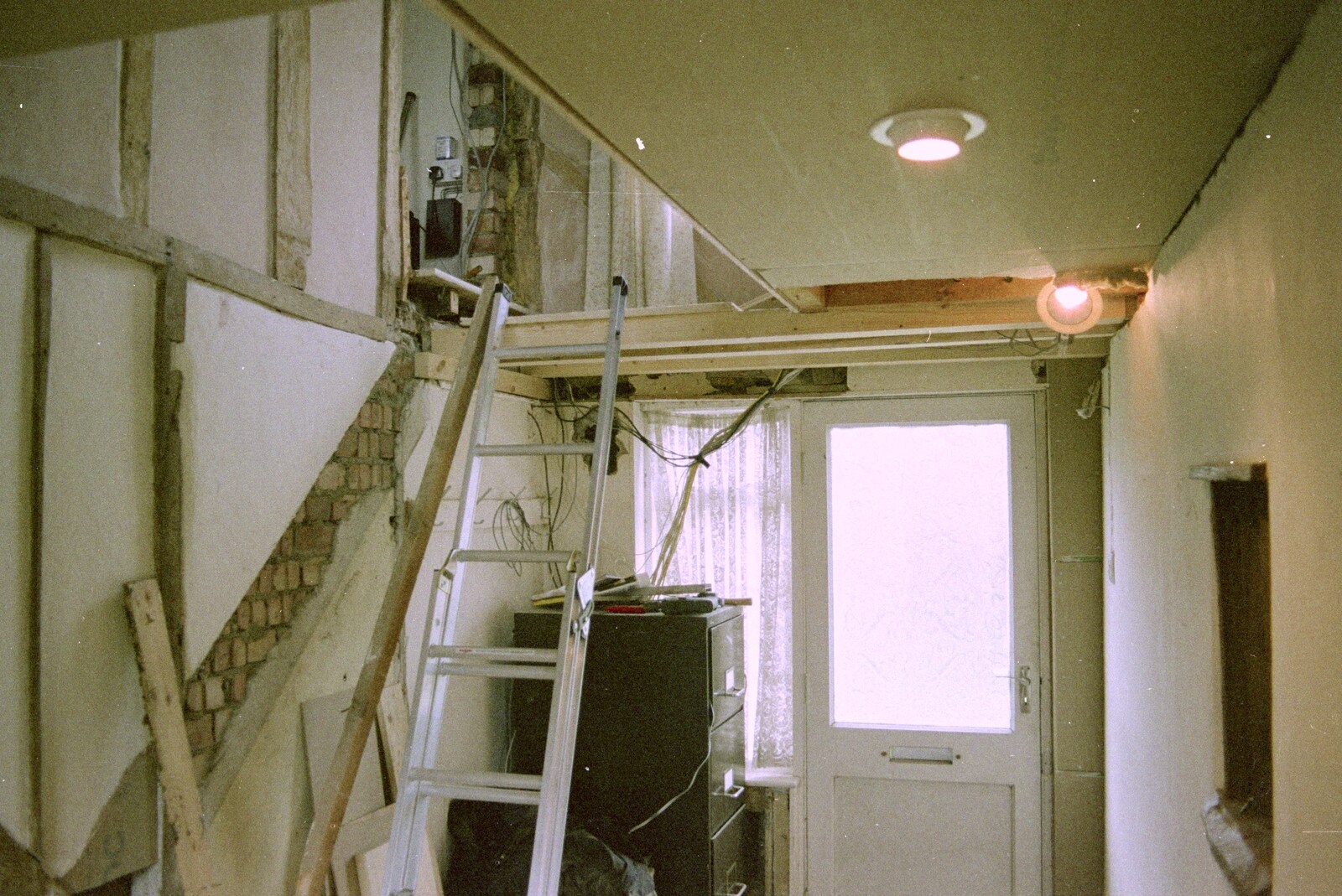 A step ladder services the upstairs from 3G Lab, and Building a Staircase, Brome, Suffolk - 11th February 2001