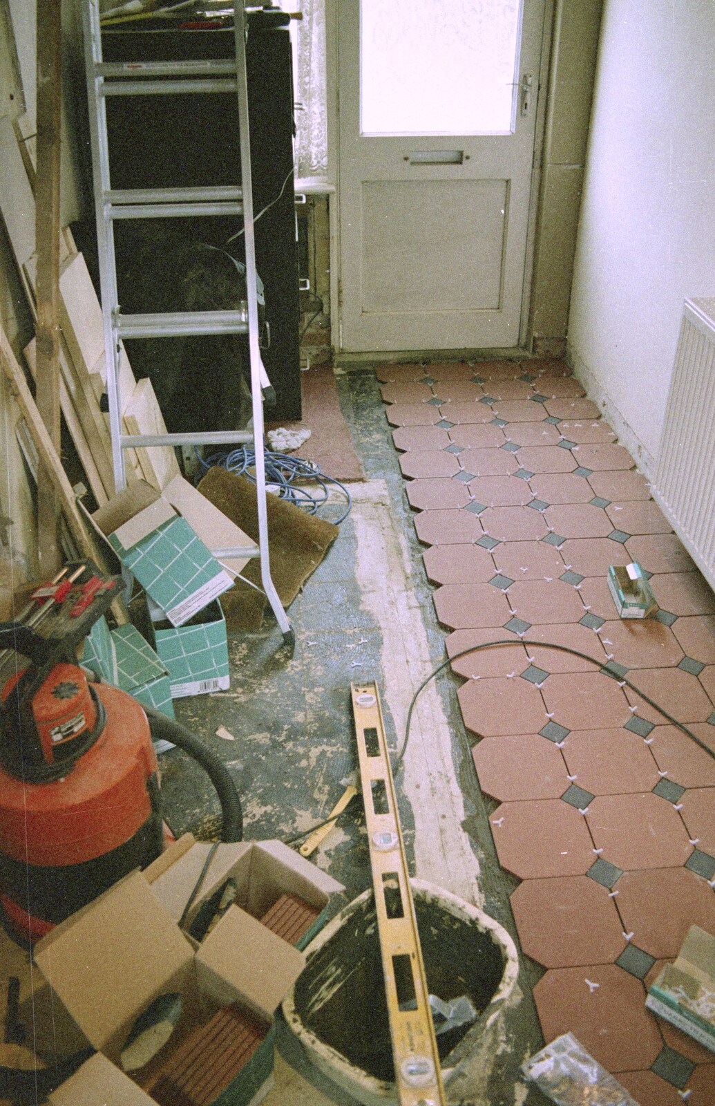 The new tile floor from 3G Lab, and Building a Staircase, Brome, Suffolk - 11th February 2001