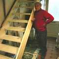 The Old Man stands next to our creation, 3G Lab, and Building a Staircase, Brome, Suffolk - 11th February 2001