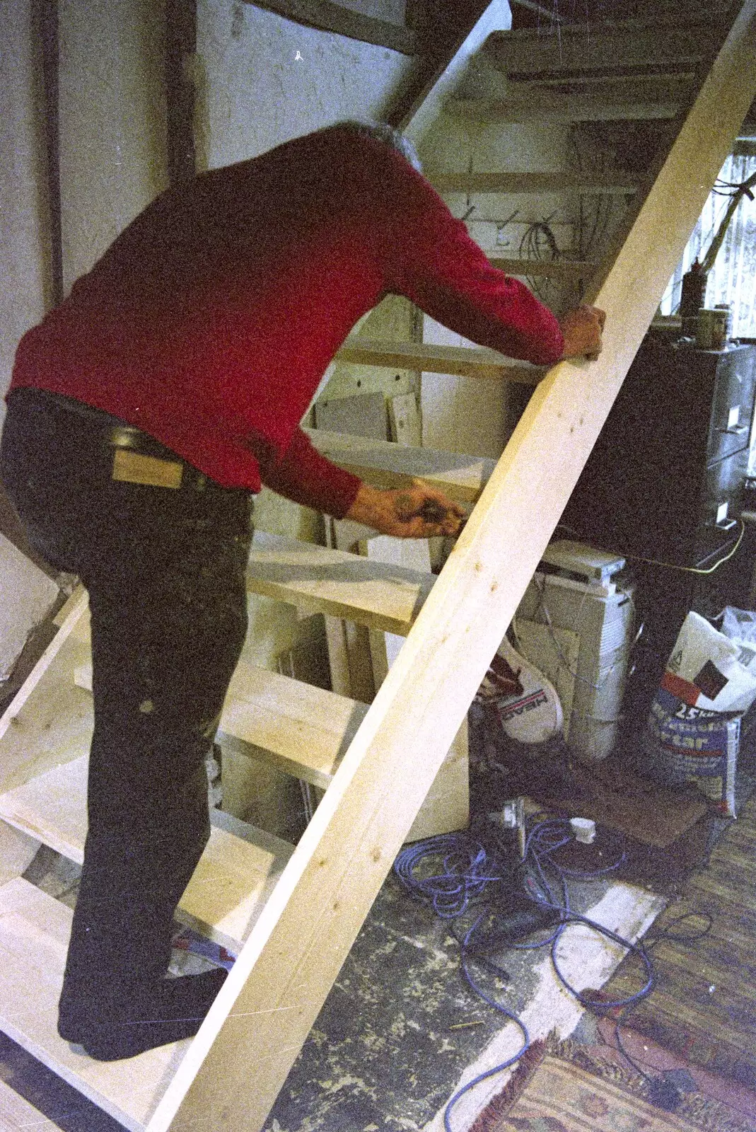 An adjustment is made, from 3G Lab, and Building a Staircase, Brome, Suffolk - 11th February 2001